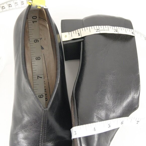 Peter Kaiser Black Leather Square Toe Slip On Block Heel Ankle Boot Sz 4.5 - Picture 14 of 15